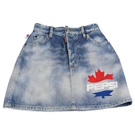 Jupe mini en denim bleu lavé Dsquared2 x Pepsi Bleu