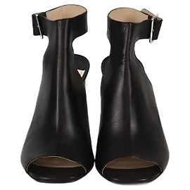Prada Black/Silver Peep Toe Ankle Strap Sandals Black Silvery