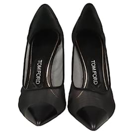 Tom Ford Black Mesh Cap Pointed Toe Pumps Black