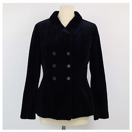 Chaqueta de visón azul oscuro de doble botonadura Christian Dior Azul oscuro
