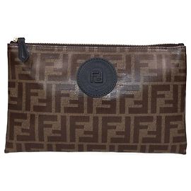 Pochette plate petite FF marron Fendi Marron