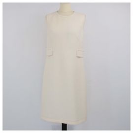 Vestido sem mangas creme até o joelho Prada Cru