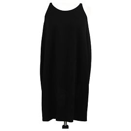 Schwarzes ärmelloses Midi-Kleid von Saint Laurent Schwarz