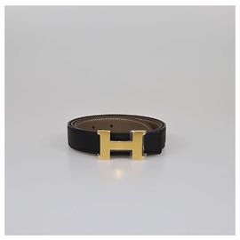Hermès Hermes Black/Etoupe Swift & Epsom Mini Constance Reversible Belt Black Taupe