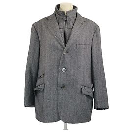 Blazer cinza com colarinho pontudo e fechamento com zíper Corneliani Marrom