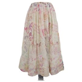 Zimmermann Off White Printed Ruffle Embellished Midi Skirt Eggshell