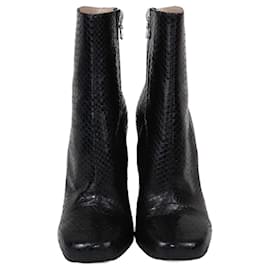 Schwarze Python-Absatzstiefeletten von Dries Van Noten Schwarz