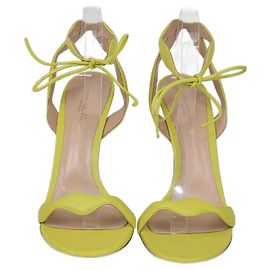 Gianvito Rossi Yellow Ankle Tie Sandals Yellow
