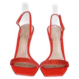 Sandali slingback in chenille rossa con cristalli Britney di Gianvito Rossi Rosso