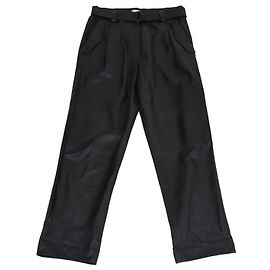 Brunello Cucinelli Metallic Black Leather Belted Pants Black