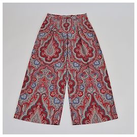 Etro Red Paisley Print Wide Leg Pants Red