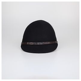 Boné de equitação em crocodilo preto/marrom Loro Piana Marrom Preto