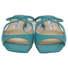 Sandalias planas de charol verde Anise Jimmy Choo Verde
