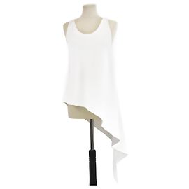 Balenciaga Cream Asymmetrical Slit Tank Top Cream