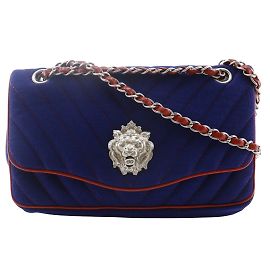 Borsa a spalla con doppia catena Chanel Rosso Blu navy