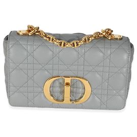 Bolsa Caro Pequena em Couro de Bezerro Azul Christian Dior Marrom Azul