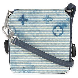Louis Vuitton Blue Hickory Stripes Denim Monogram Watercolor Wallet On Strap Blue