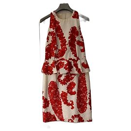 Vestido Giambattista Valli de algodão vermelho e branco Branco Vermelho