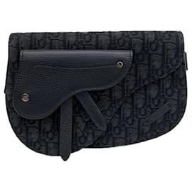 Christian Dior-Christian Dior Dior Homme Oblique Saddle Pouch Bag (10190785)-Black
