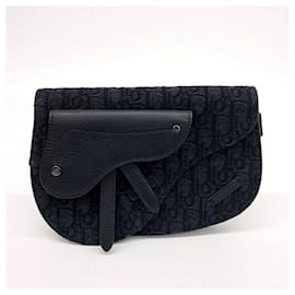 Christian Dior-Christian Dior Dior Homme Oblique Saddle Pouch Bag (10190785)-Black