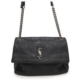 Bolsa de ombro em couro estampado Saint Laurent West Hollywood Preto