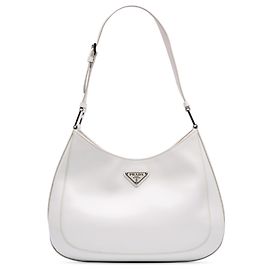 Bolsa de Ombro Cleo em Spazzolato Branco da Prada Branco