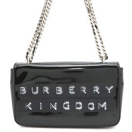 Burberry Black Patent Leather Chain Shoulder Bag Black