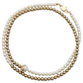 Miu Miu Gold Necklace mit Kunstperlen Golden