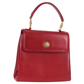Bolsa de mão VERSACE em couro vermelho e dourado Auth ac3851V Vermelho Dourado