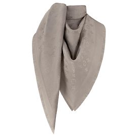 LOUIS VUITTON - Xale Monogram Classic Louis Vuitton em seda e lã taupe Bege