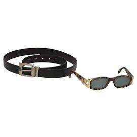 Cinturón de gafas de sol Gianni Versace 2 piezas Negro Marrón Auth bs27236 Castaño Negro