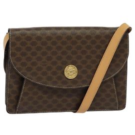 Céline Bolsa de Ombro em Lona Macadam CELINE em Couro PVC Marrom Dourado Auth 132703 Marrom Dourado
