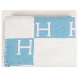 Hermès-Avalon Baby Blanket-White,Blue