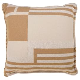 Hermès-Ithaque Pillow-White,Beige,Camel