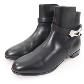 Hermès Hermes Neo Kelly Buckle Leather Boots Black