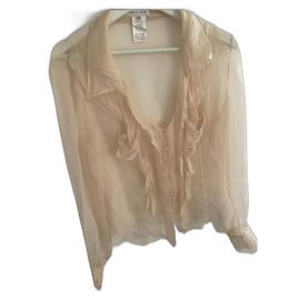 Blusa Céline in seta con volant beige Beige