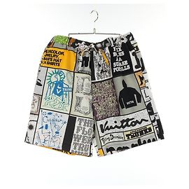 Shorts de seda e nylon LV Fun da Louis Vuitton Preto Branco Multicor