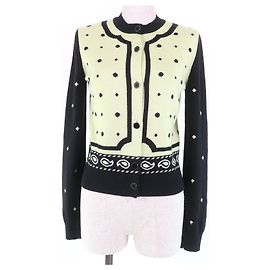 Cardigan en cachemire HARNAIS DE COUR d'Hermès Noir Vert Vert clair