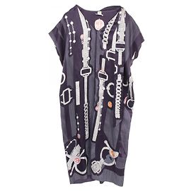 Vestido de seda Etude pour une Parure de Gala de Hermès Multicolor Púrpura