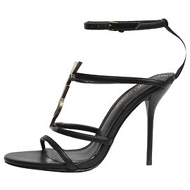 Saint Laurent Black Cassandra leather sandal heels - size EU 38 Black