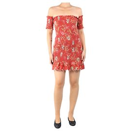 Zimmermann Rotes gerafftes Blumenkleid - Größe UK 10 Rot