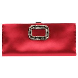 Roger Vivier Clutch alargado de satén rosa Rosa