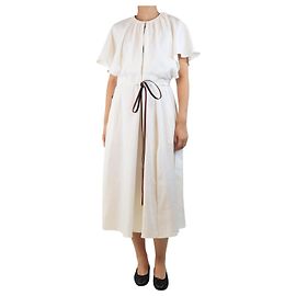 Altuzarra Robe fluide crème avec ceinture marron - taille UK 10 Écru