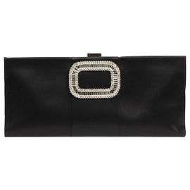 Roger Vivier Schwarze satinierte, längliche Clutch Schwarz
