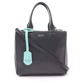 Tiffany & Co Tiffany Black Micro Pebbled Calfskin Satchel Black