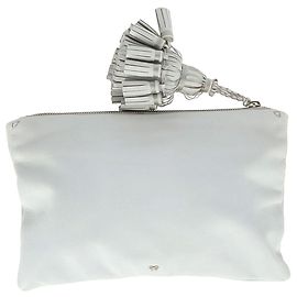 Pochette à franges Georgiana d'Anya Hindmarch en cuir gris Gris