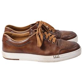 Baskets Playtime Berluti en cuir marron Marron Rouge