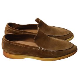 Mocassins Loro Piana Summer Walk em Camurça Marrom Marrom Vermelho