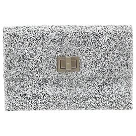 Clutch Valorie em Glitter Prata Anya Hindmarch Prata Metálico