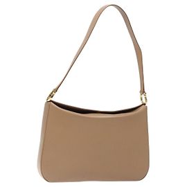 Bolsa de Ombro Gancini de Couro Bege Dourado Auth BA4057 da Salvatore Ferragamo Bege Dourado